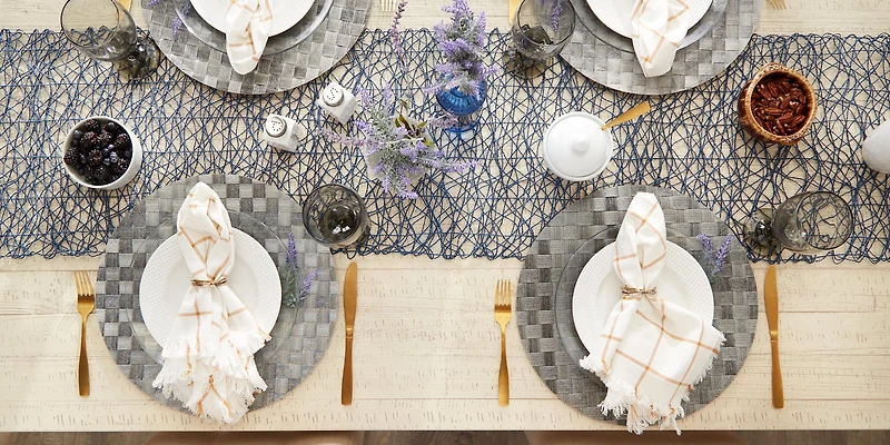 DII® Reversible Round Basket Weave Woven Placemats