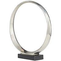 Silver Aluminum Geometric Sculpture with Marble Base Set