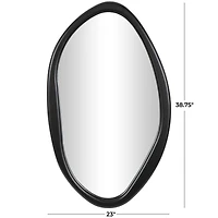 39" Black Wooden Abstract Oval Framed Wall Mirror