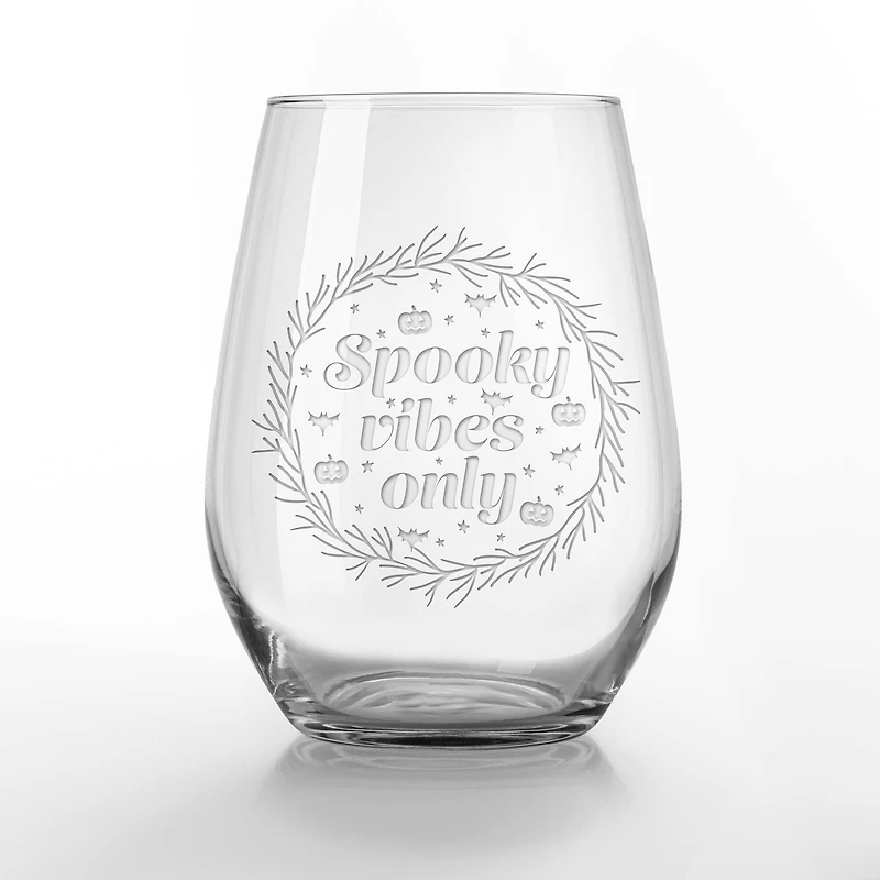 Spooky Vibes Only 15oz. Engraved Stemless Wine Glass