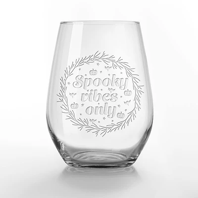 Spooky Vibes Only 15oz. Engraved Stemless Wine Glass