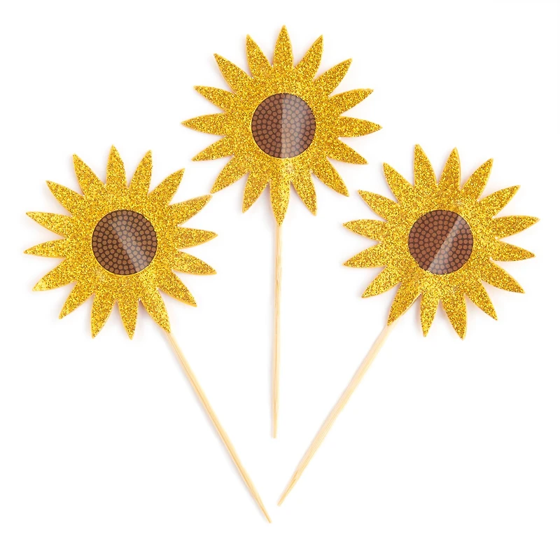 Glittery Sunflower Treat Toppers by Celebrate It®