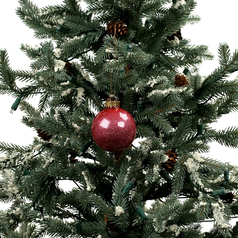 6 Pack 2.5" Dark Pink Glitter Glass Ball Ornaments by Ashland®