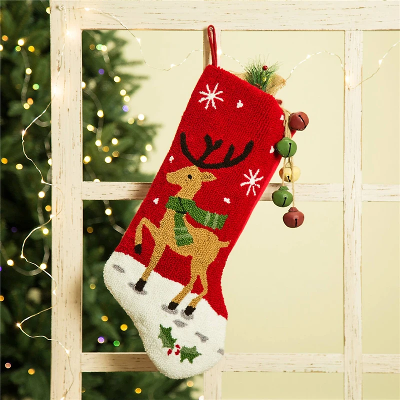 Glitzhome® 19" Reindeer Hooked Stocking