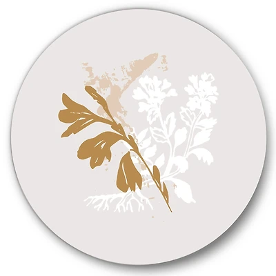Designart - Minimal Botanical Design In Brown and White