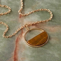 Tiger's Eye Half Circle Pendant by Bead Landing™