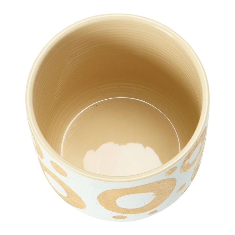 Hello Honey® 6.5" White & Gold Hand-Painted Stoneware Planter