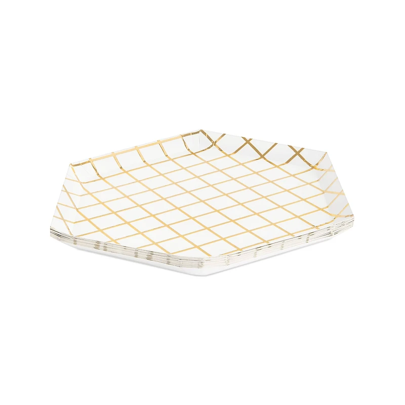 7.5" Metallic Grid Hexagon Paper Plates by Celebrate It