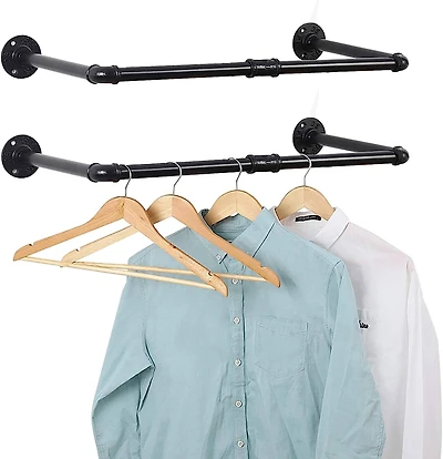Black Metal Wall Mounted Multi-Purpose Clothing Rack