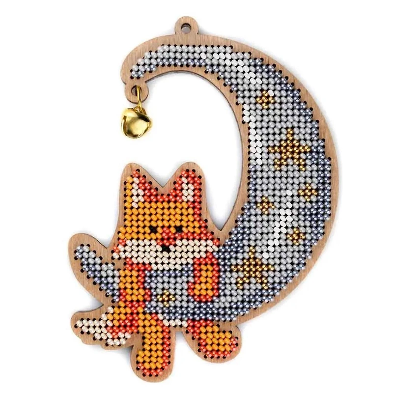 Wonderland Crafts Fox & Moon Bead Embroidery on Wood Kit