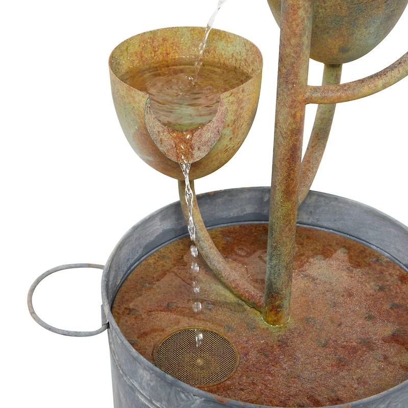 Copper Metal Rustic Fountain, 75" x 13" x 13"