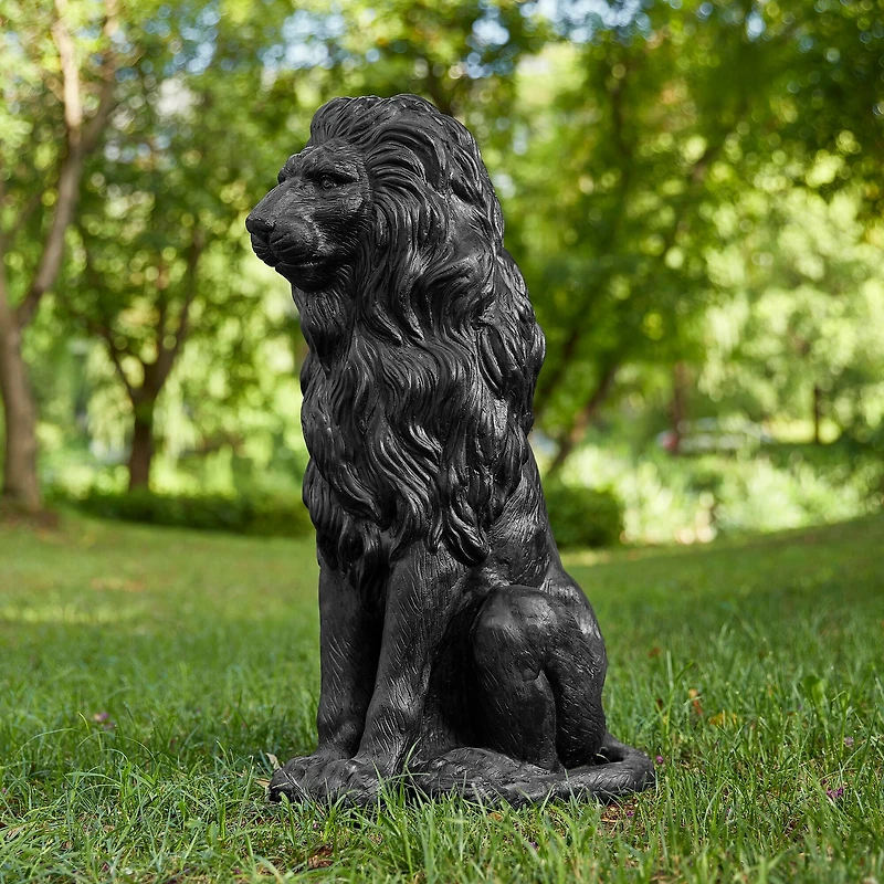Glitzhome® 27.75" MGO Guardian Sitting Lion Garden Statue