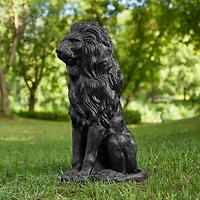 Glitzhome® 27.75" MGO Guardian Sitting Lion Garden Statue