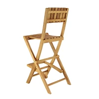 Set of 2 Brown Teak Wood Traditional Outdoor Bar Stool, 18" x 45"