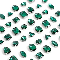 CousinDIY Silver Emerald Glass Sew-On Rhinestones, 48ct.