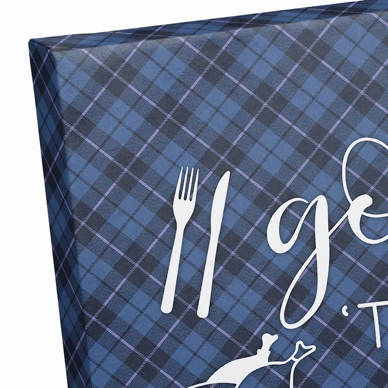Blue Plaid Gobble 'Til You Wobble Canvas Wall Art