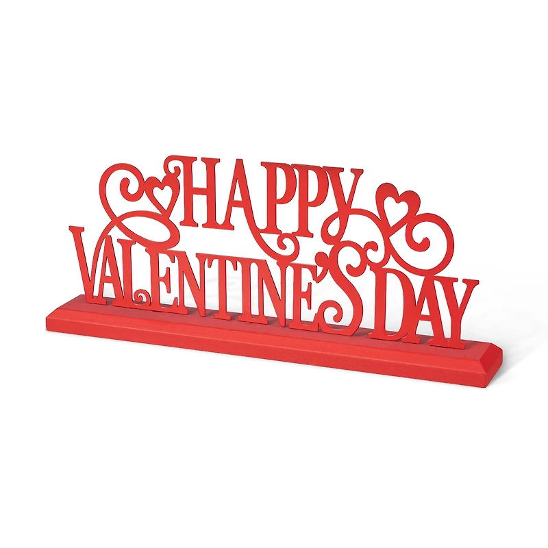 Glitzhome® 16" Wooden & Metal Happy Valentine's Day Table Décor