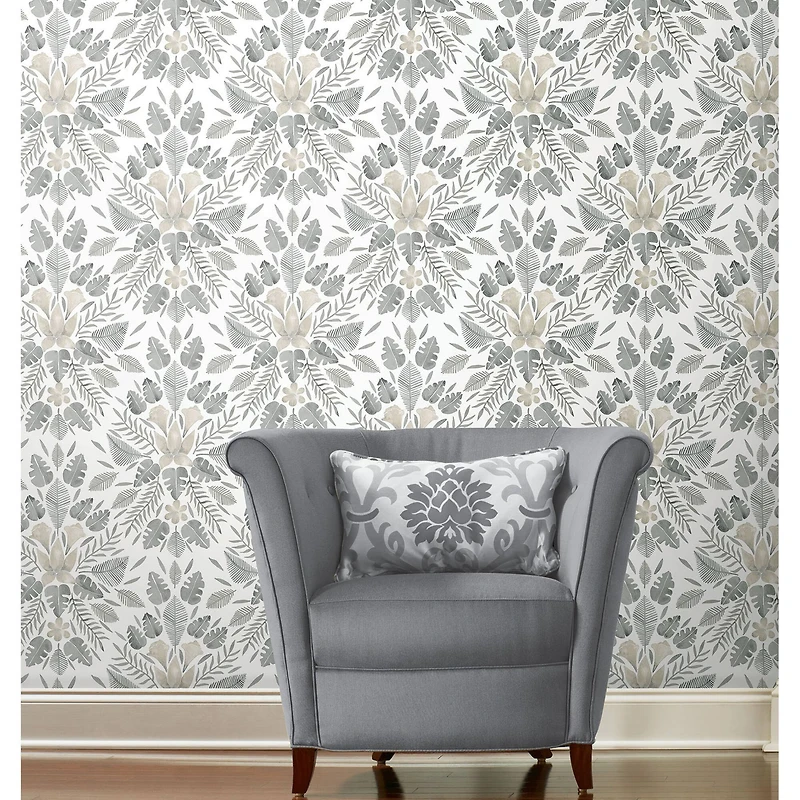 RoomMates Gray & Taupe Gray Cat Coquillette Tropical Peel & Stick Wallpaper