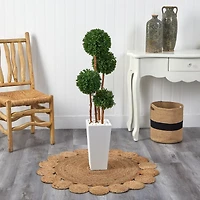 4ft. UV Resistant Boxwood Artificial Topiary Tree in Planter