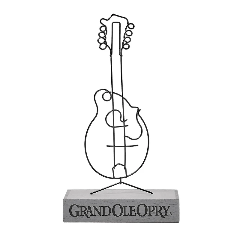 American Art Decor Grand Ole Opry Wire Guitar Tabletop Sculpture with Wooden Base - 7" H x 12.75" L