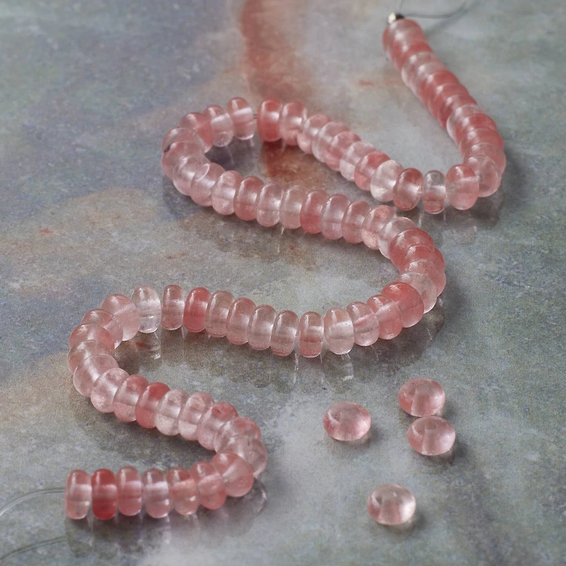 Cherry Quartz Rondelle Beads, 4mm by Bead Landing™