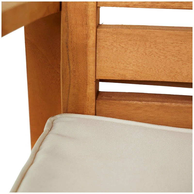 43" Brown Teak Wood Indoor/Outdoor Bar Stool with Cushion