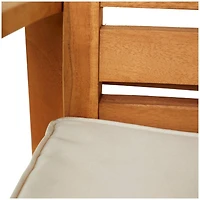 43" Brown Teak Wood Indoor/Outdoor Bar Stool with Cushion