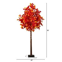 6ft. Pre-Lit Autumn Artificial Fall Tree with 300 Warm White LED Lights