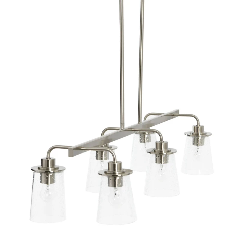 Hello Honey® Robert Stevenson Lighting Jameson Metal & Seedy Glass 6-Light Linear Chandelier