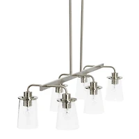 Hello Honey® Robert Stevenson Lighting Jameson Metal & Seedy Glass 6-Light Linear Chandelier