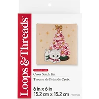 6" x 6" Christmas Kitten Cross Stitch Kit by Loops & Threads®