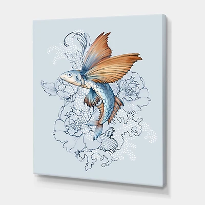 Designart - Flying Fish On Peonies
