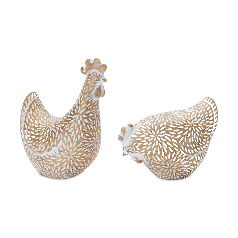 Etched Chicken Figurine Set