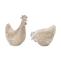 Etched Chicken Figurine Set