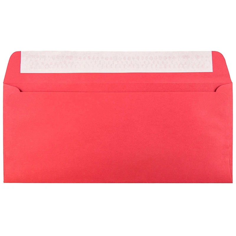 JAM Paper 4" x 9.5" Red Recycled Business Peel & Seal Envelopes