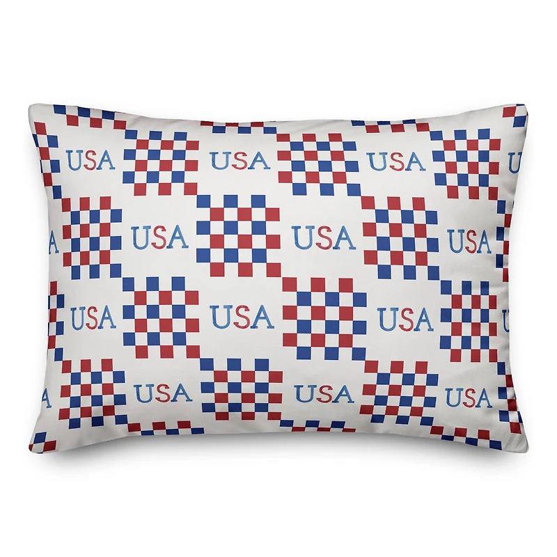 20" x 14" USA Check Pattern Indoor Outdoor Pillow