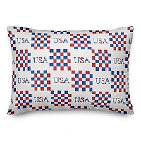 20" x 14" USA Check Pattern Indoor Outdoor Pillow