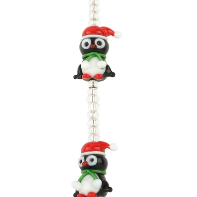 Multicolor Lampwork Glass Christmas Penguin Beads by Bead Landing™