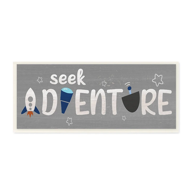 Stupell Industries Seek Adventure Phrase Outer Space Imagination,7" x 17"