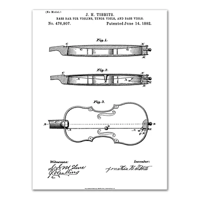 Violin Patent 12" x 16" Canvas Wall Art