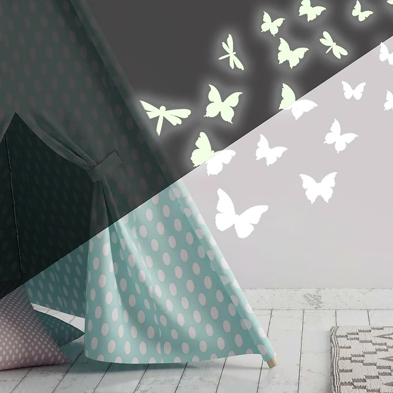 RoomMates Butterflies & Dragonflies Glow In The Dark Peel & Stick Wall Decals