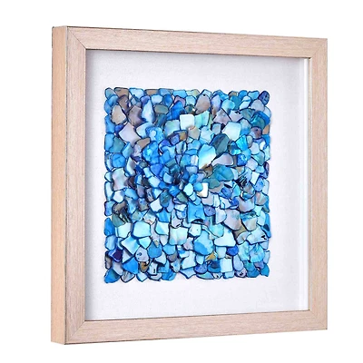 American Art Decor Framed Wall Art with Seashell Decoration and Glass Cover 2-Piece Set - 11.81" x 11.81" x 1.18"