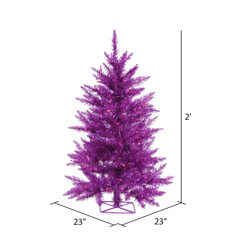 2ft. Pre-Lit Purple Artificial Christmas Tree, Purple LED Lights