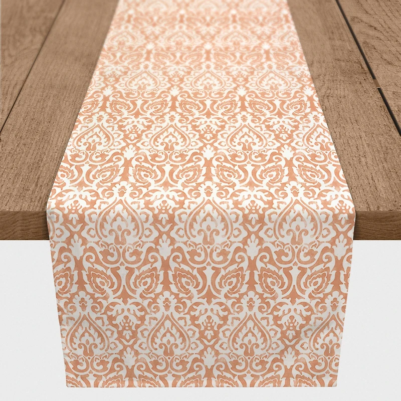 90" Orange Damask Poly Twill Table Runner