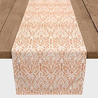 90" Orange Damask Poly Twill Table Runner