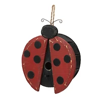 Glitzhome® 11.5" Distressed Wood Ladybug Birdhouse