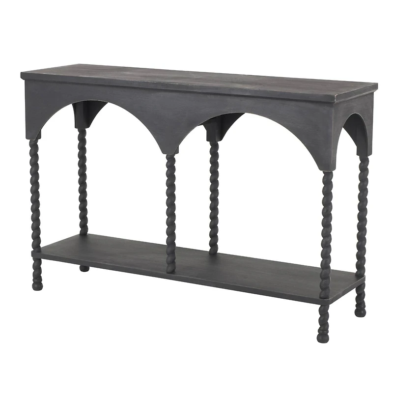 47" Black Wood Arched 1-Shelf Living Room Console Table