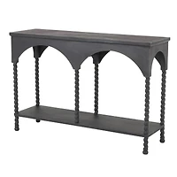 47" Black Wood Arched 1-Shelf Living Room Console Table