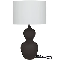 CosmoLiving by Cosmopolitan Black Ceramic Gourd Style Base Table Lamp with Drum Shade 15" x 15" x 26"