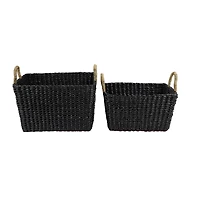 Black Banana Leaf Eclectic Storage Basket Set
